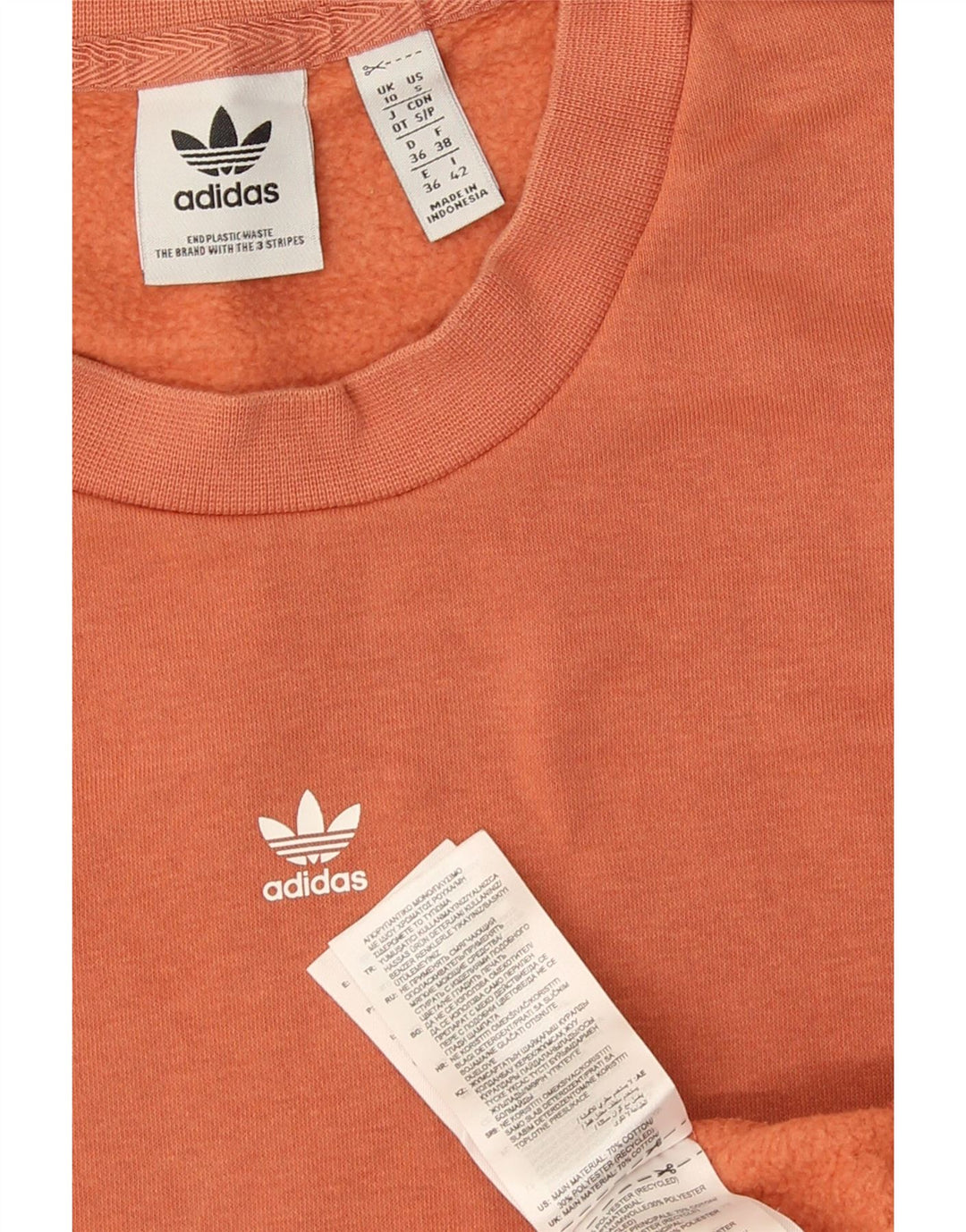 Adidas Womens Graphic Oversized Sweatshirt Jumper UK 10 Small Orange Cotton