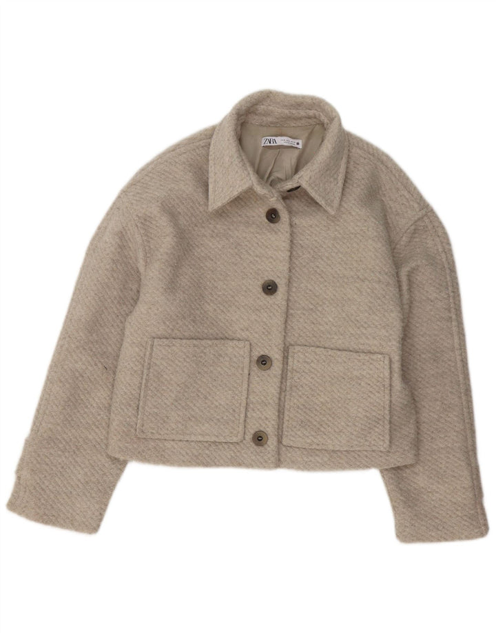 ZARA Womens Bomber Jacket UK 14 Medium Beige