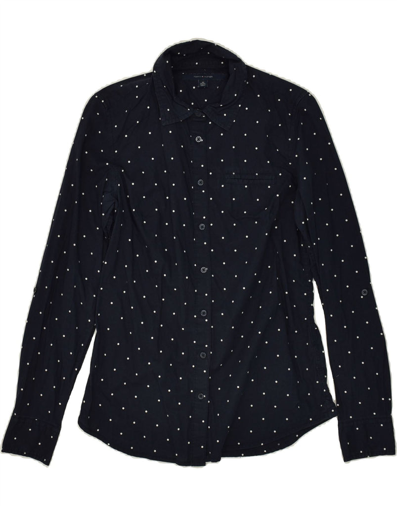 TOMMY HILFIGER Womens Shirt UK 6 XS Navy Blue Polka Dot Cotton Vintage Tommy Hilfiger and Second-Hand Tommy Hilfiger from Messina Hembry 