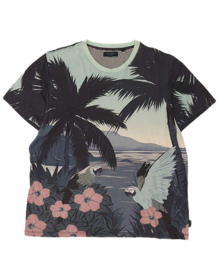 Ted Baker Mens Hawaiian Graphic T-Shirt Top Large Multicoloured Cotton