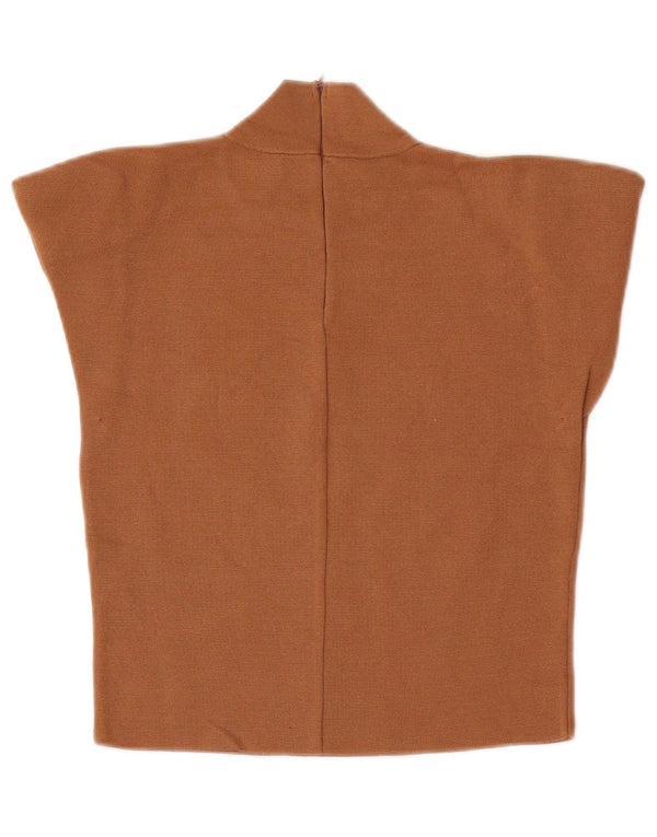 Zara Womens Crop Blouse Top UK 12 Medium Beige Viscose