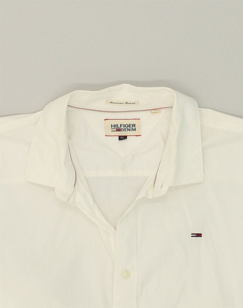 TOMMY HILFIGER Mens Shirt XL White Cotton | Vintage Tommy Hilfiger | Thrift | Second-Hand Tommy Hilfiger | Used Clothing | Messina Hembry 
