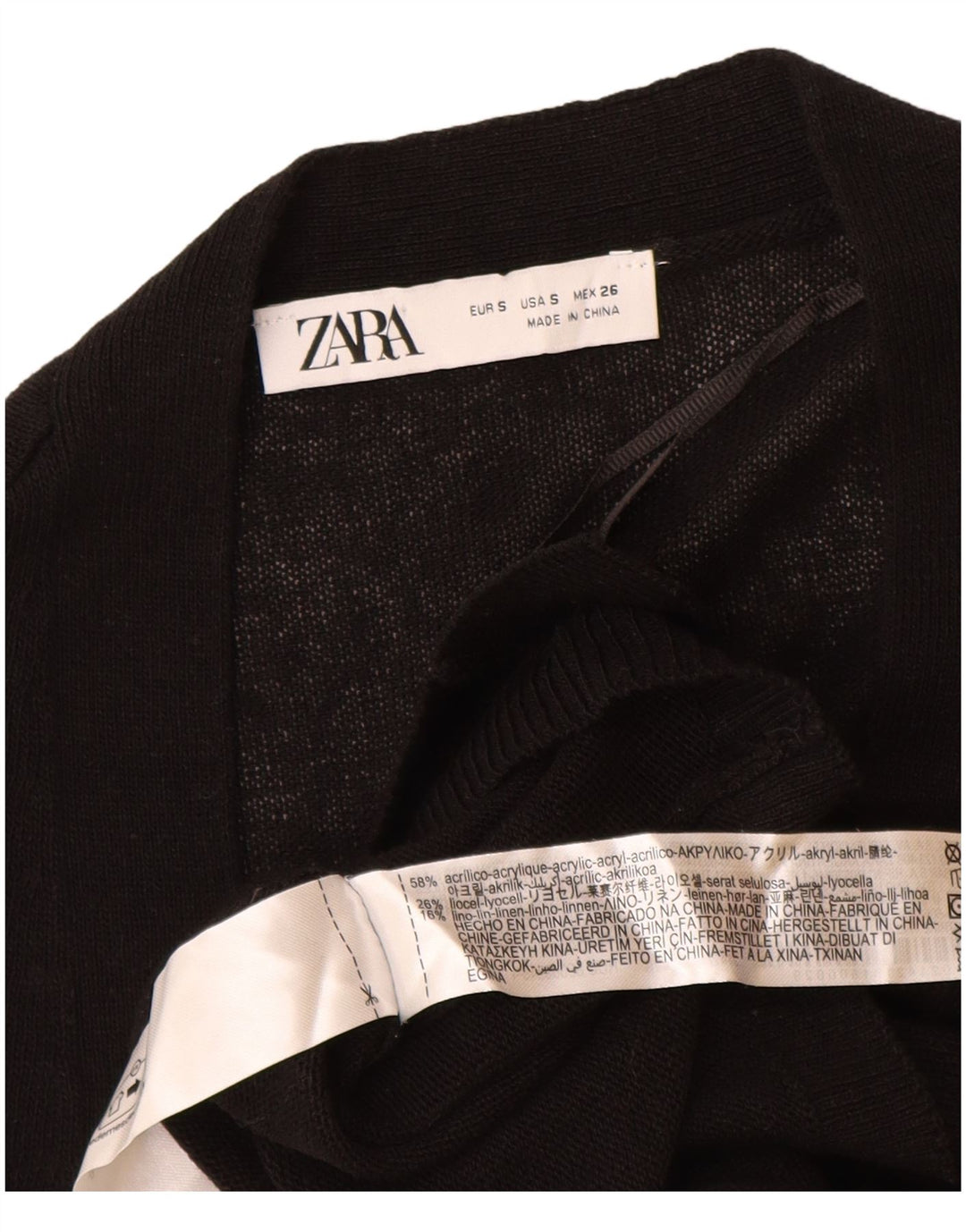 Zara Womens Cardigan Sweater UK 10 Small Black Acrylic