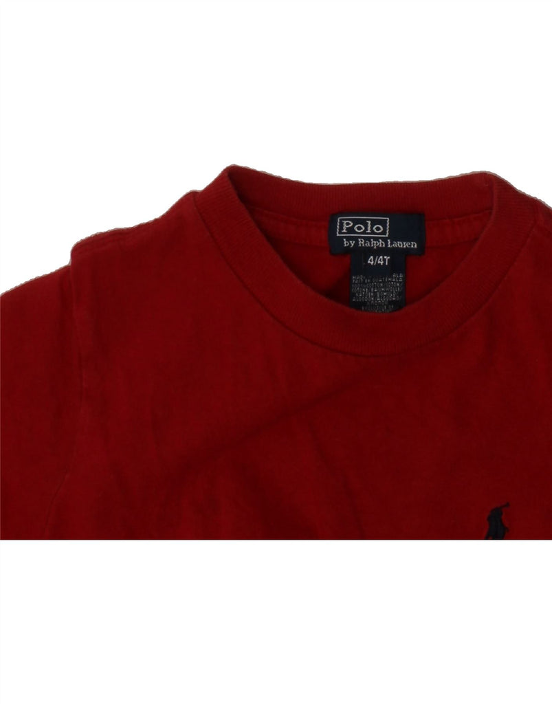 POLO RALPH LAUREN Boys T-Shirt Top 3-4 Years Red Cotton Vintage Polo Ralph Lauren and Second-Hand Polo Ralph Lauren from Messina Hembry 