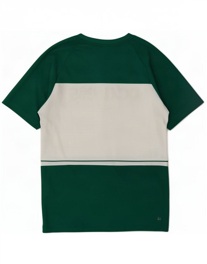 Lacoste Mens Graphic T-Shirt Top Size 3 Small Green Colourblock Polyester
