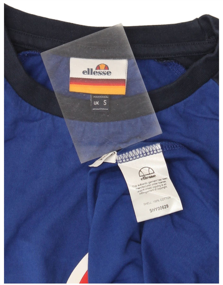 Ellesse Mens Graphic T-Shirt Top Small Blue Colourblock Cotton