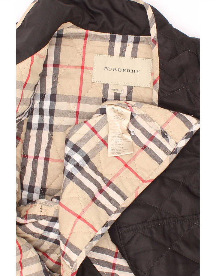Burberry Girls Quilted Jacket 11-12 Years Black Polyester