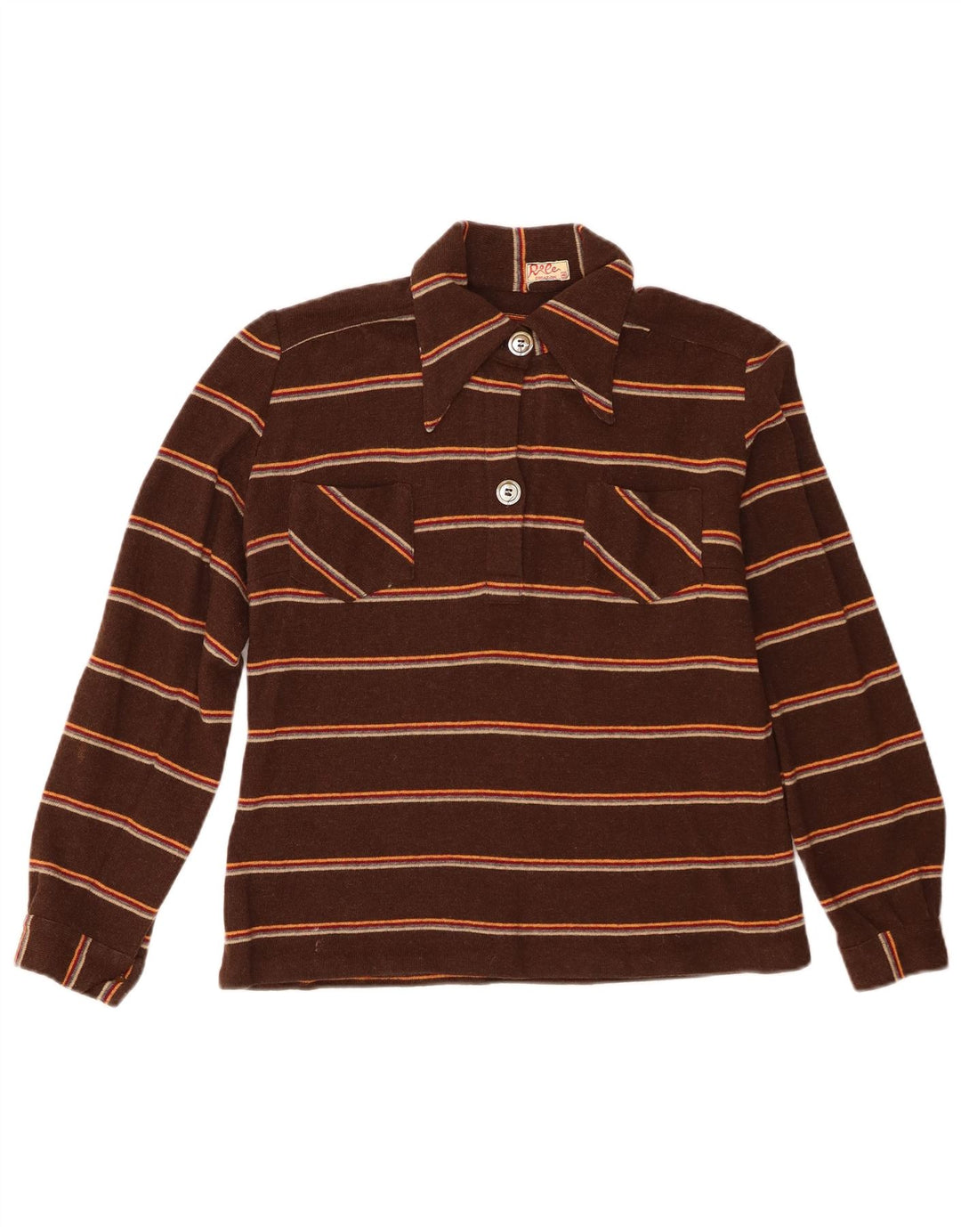 Vintage Womens Pullover Shirt IT 46 Large Brown Striped