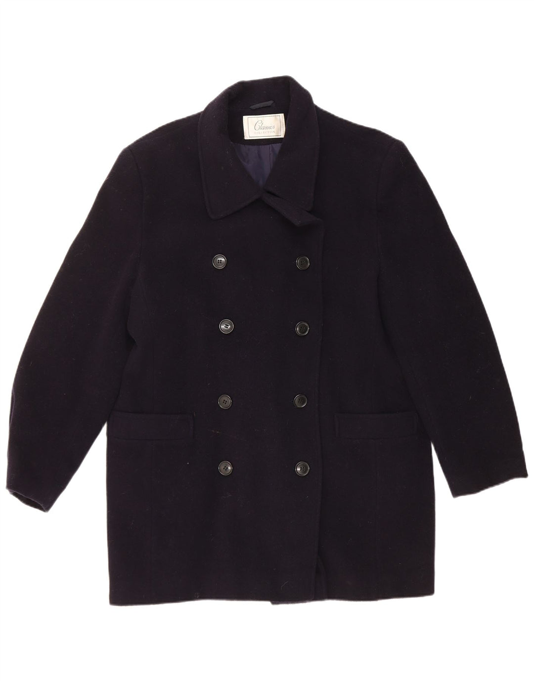 St. Bernard Womens Double Breasted Coat UK 14 Large Navy Blue Wool