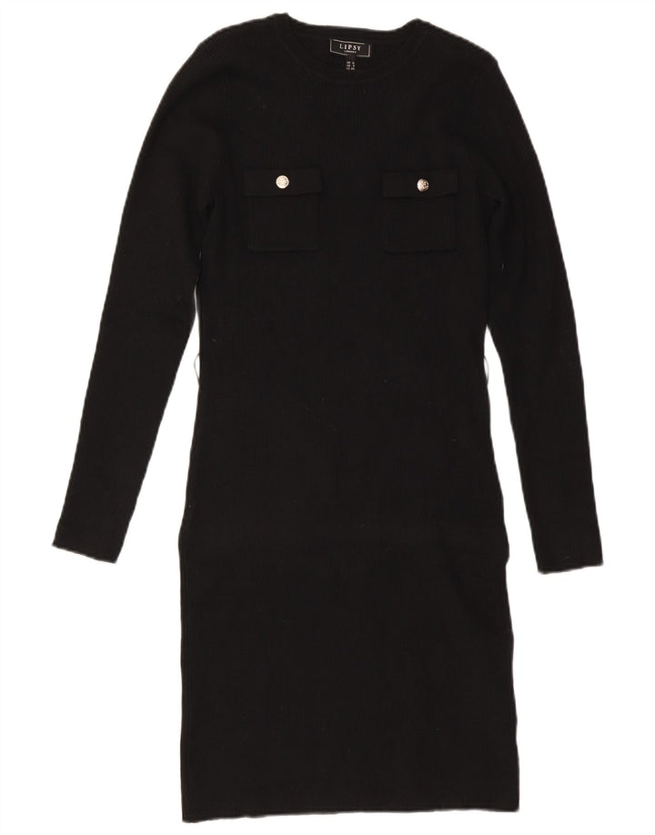 Lipsy Womens Jumper Dress UK 12 Medium Black Polyamide
