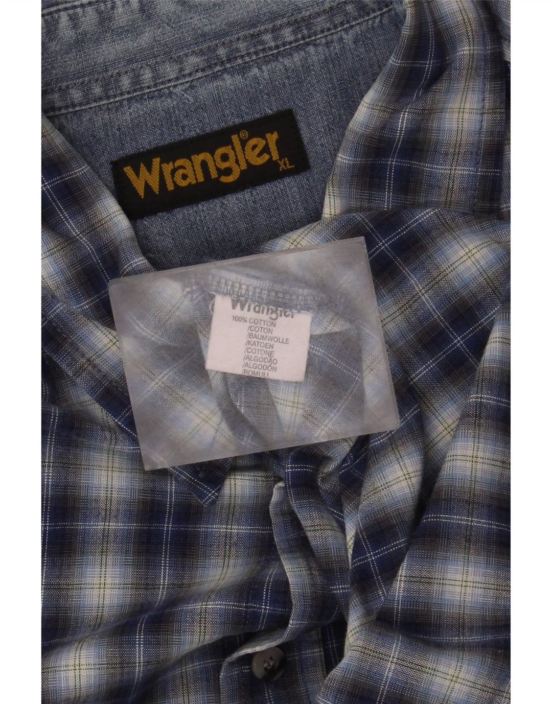 Wrangler Mens Shirt XL Blue Check Cotton