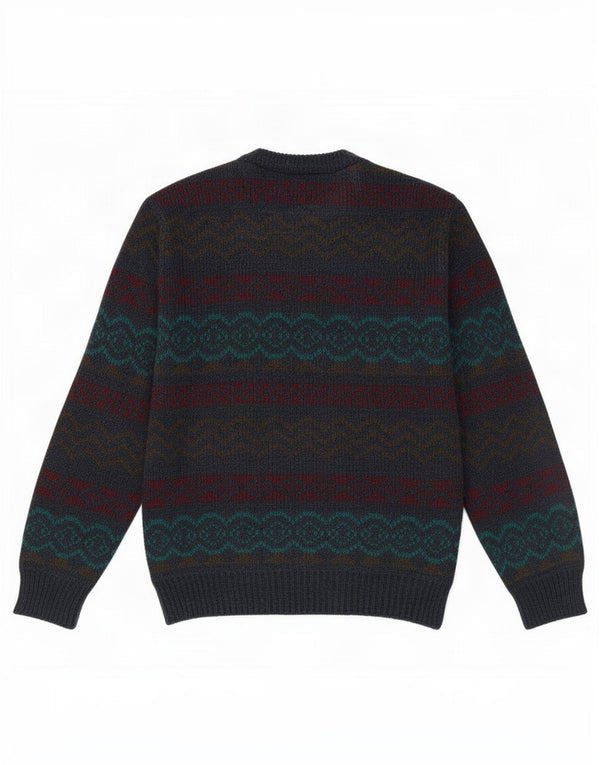 St Michael Mens Crew Neck Jumper Sweater Small Multicoloured Geometric