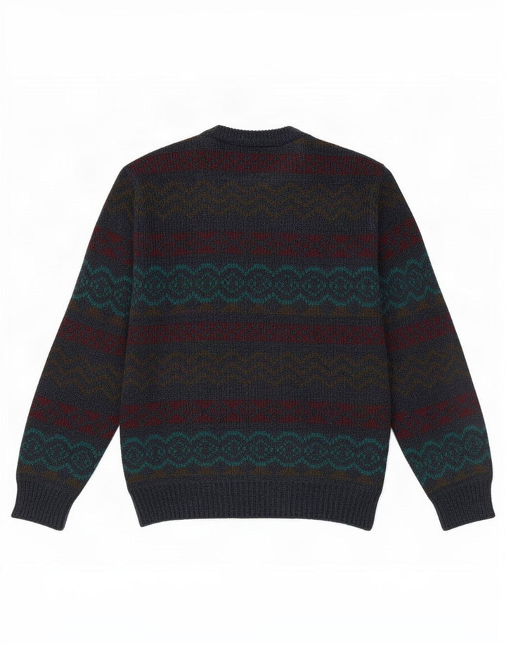 St Michael Mens Crew Neck Jumper Sweater Small Multicoloured Geometric