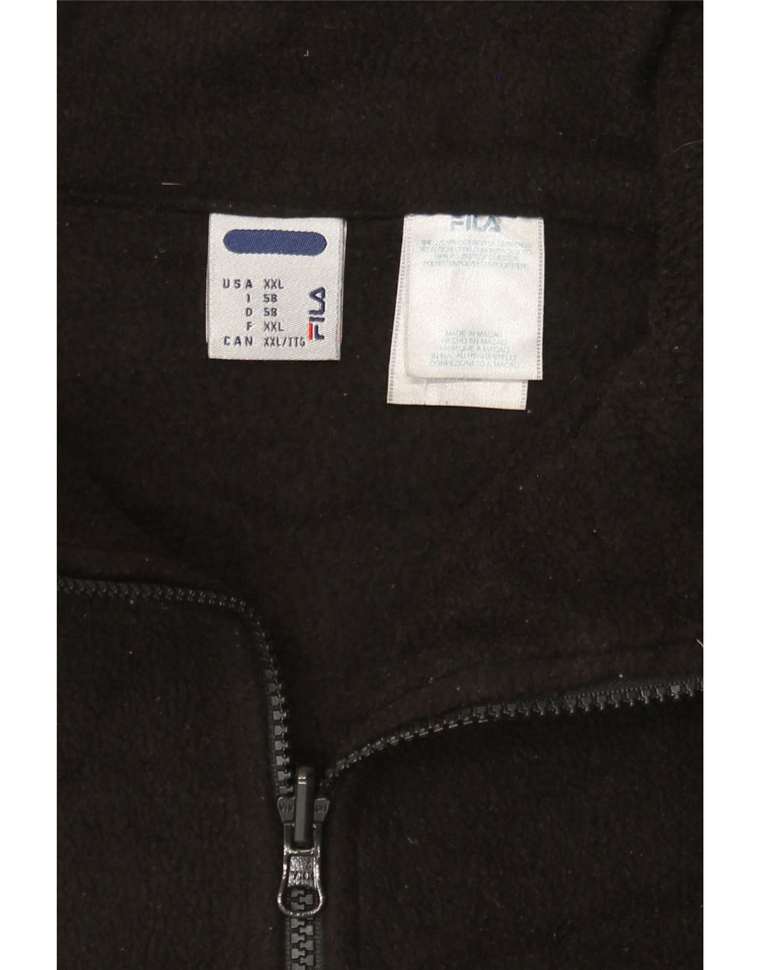 Fila Mens Liner Fleece Jacket UK 44 2XL Black Polyester