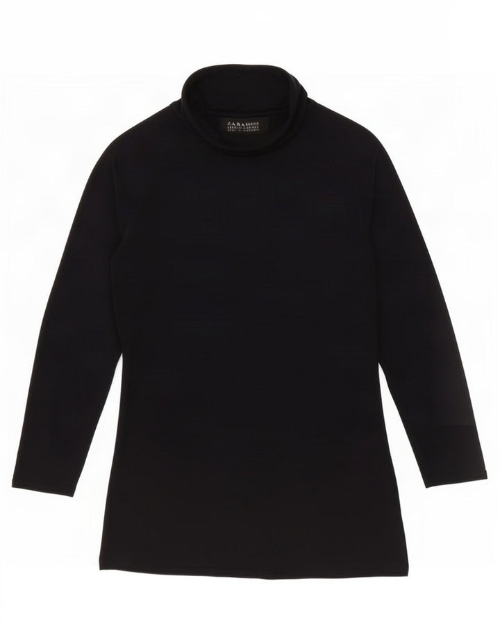 Zara Womens Top Long Sleeve UK 10 Small Navy Blue