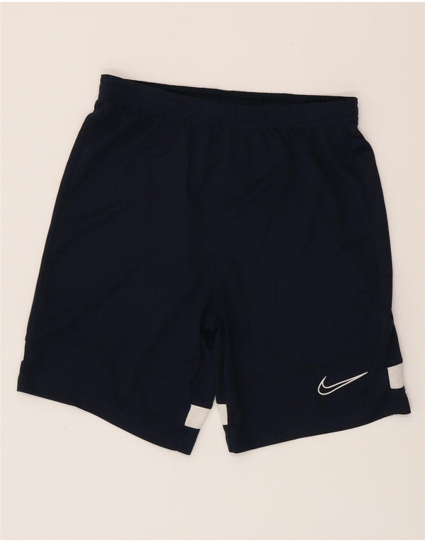 NIKE Boys Dri Fit Sport Shorts 12-13 Years Large Navy Blue Colourblock