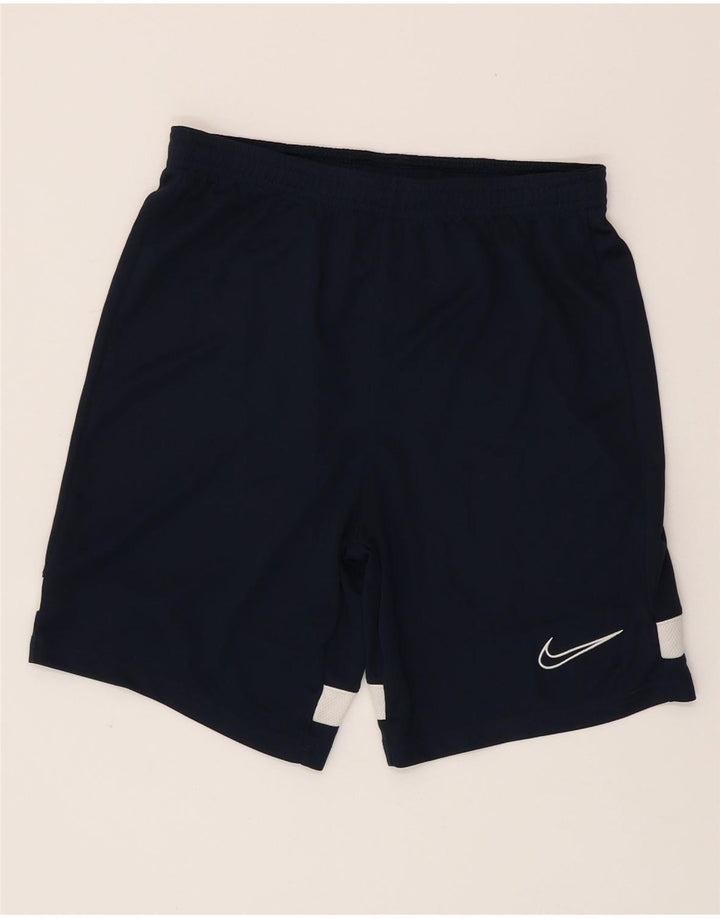 NIKE Boys Dri Fit Sport Shorts 12-13 Years Large Navy Blue Colourblock