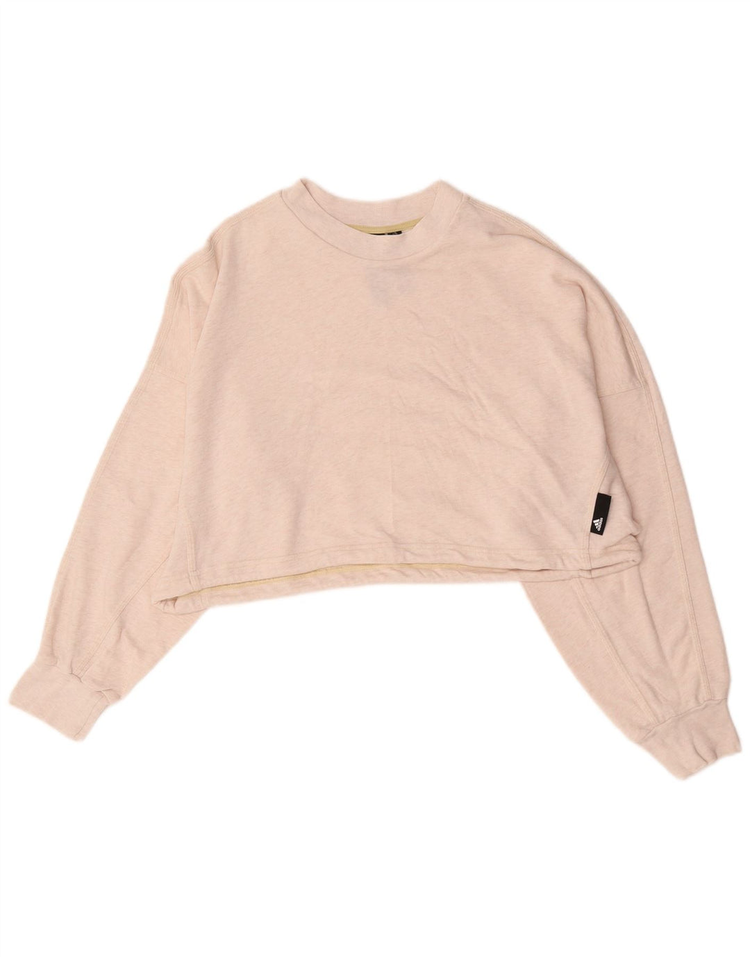 Adidas Womens Crop Sweatshirt Jumper UK 12/14 Medium Off White Flecked