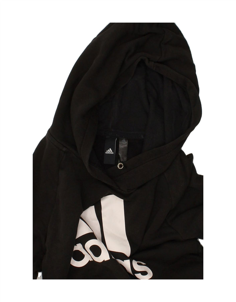 ADIDAS Womens Graphic Hoodie Jumper Size 8/10 Small Black Cotton | Vintage Adidas | Thrift | Second-Hand Adidas | Used Clothing | Messina Hembry 