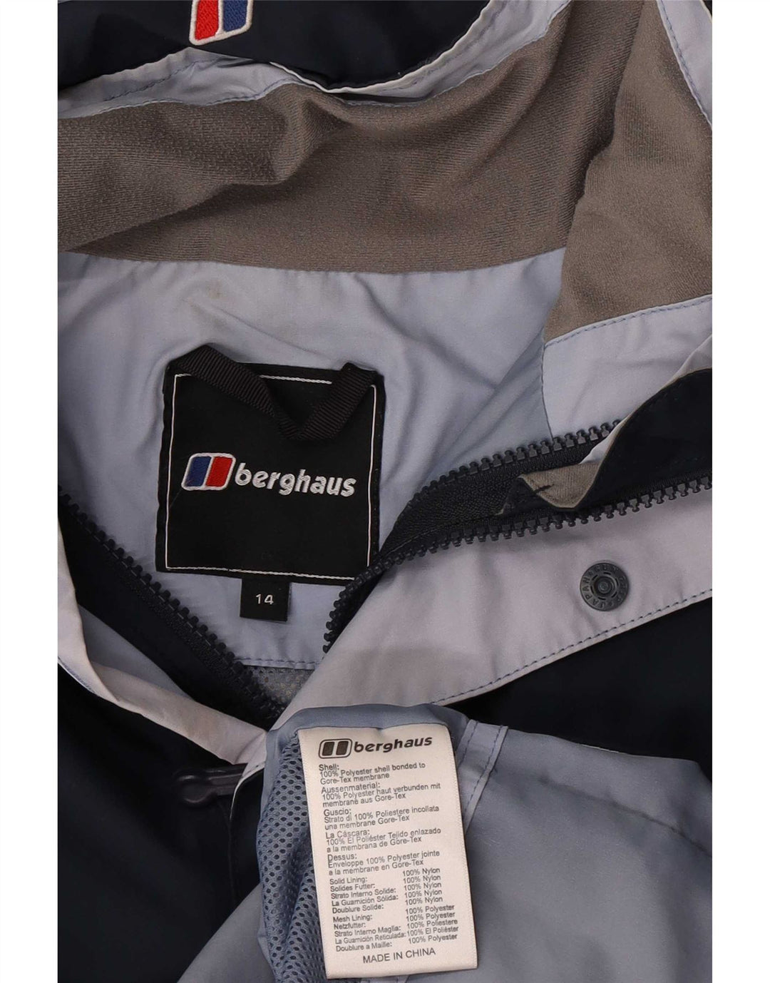Berghaus Womens Hooded Rain Jacket UK 14 Large Navy Blue Polyester