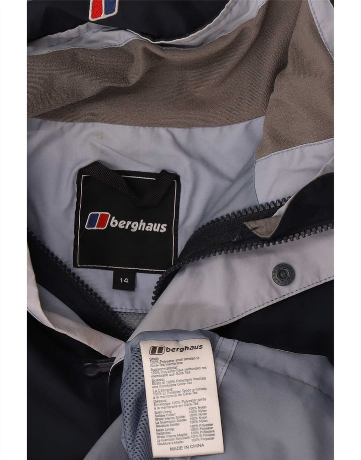 Berghaus Womens Hooded Rain Jacket UK 14 Large Navy Blue Polyester