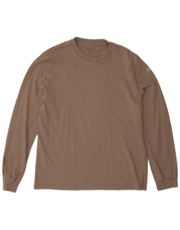 All Saints Mens Top Long Sleeve Medium Beige Flecked