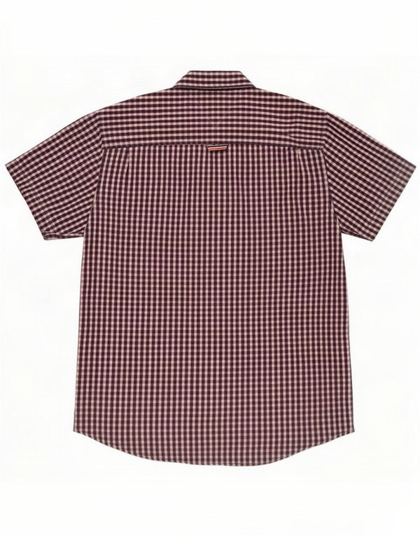 Tommy Hilfiger Mens Short Sleeve Shirt Large Navy Blue Gingham Cotton