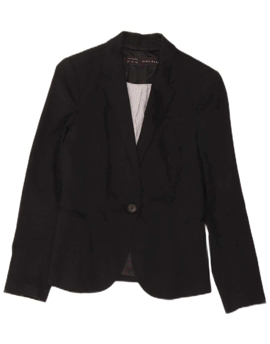 Zara Womens 1 Button Blazer Jacket UK 10 Small Black