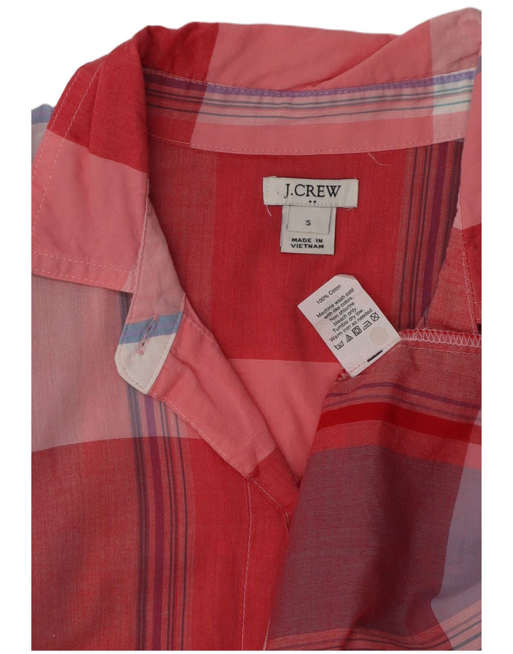J. CREW Womens Short Sleeve Pullover Shirt UK 10 Small Red Check Cotton