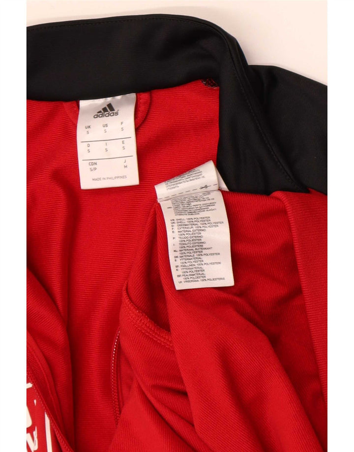 Adidas Mens Graphic Tracksuit Top Jacket Small Red Colourblock Polyester