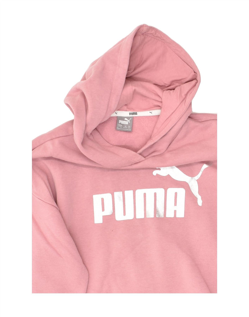 PUMA Girls Graphic Hoodie Jumper 13-14 Years Pink Cotton | Vintage Puma | Thrift | Second-Hand Puma | Used Clothing | Messina Hembry 