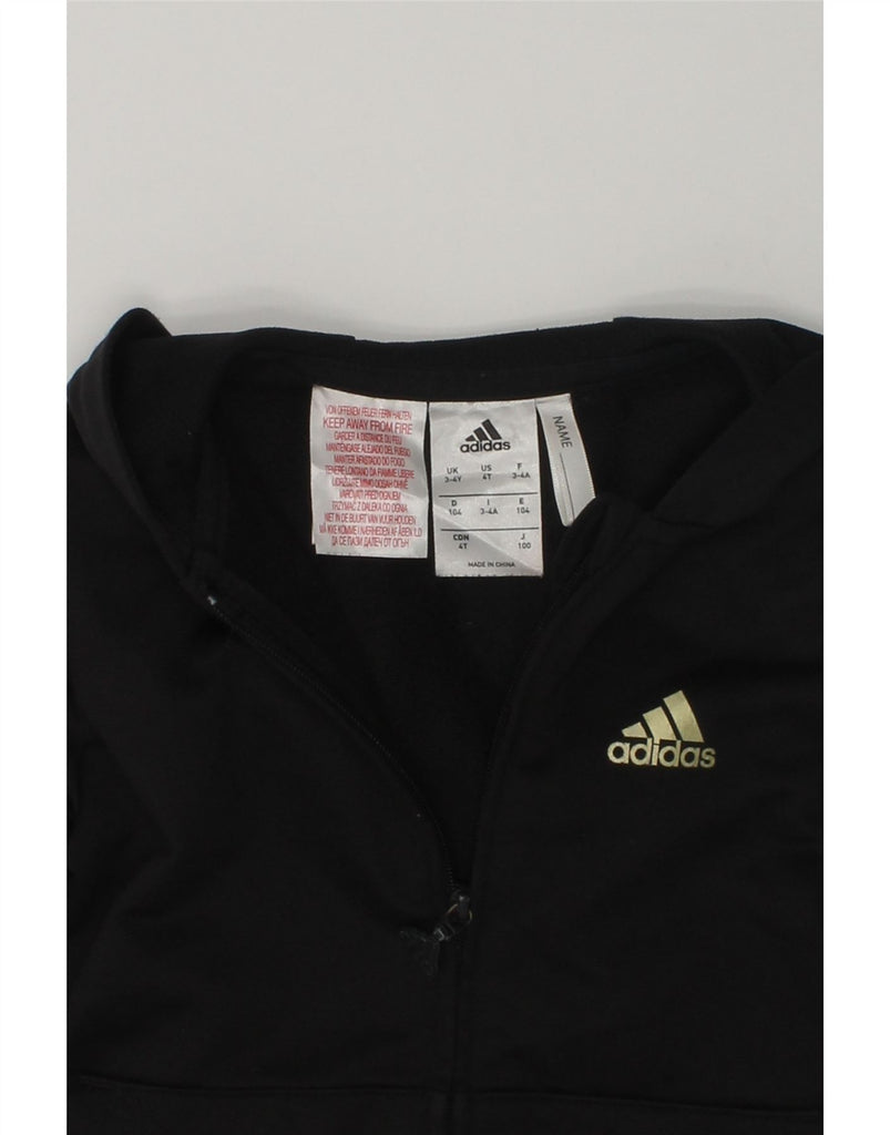 ADIDAS Boys Zip Hoodie Sweater 3-4 Years Black Polyester | Vintage Adidas | Thrift | Second-Hand Adidas | Used Clothing | Messina Hembry 