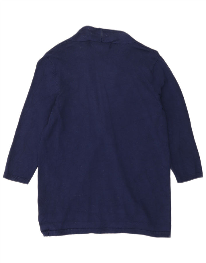 Zara Womens 3/4 Sleeve Open Cardigan Sweater UK 12 Medium Navy Blue