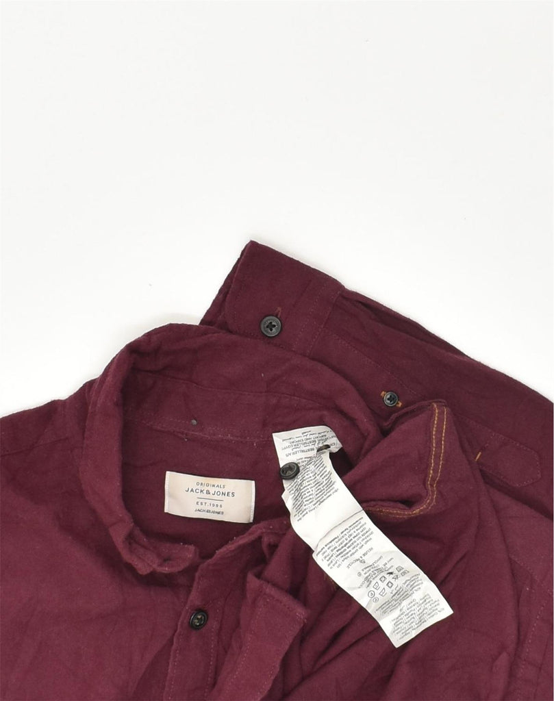 JACK & JONES Mens Shirt Small Maroon Cotton | Vintage Jack & Jones | Thrift | Second-Hand Jack & Jones | Used Clothing | Messina Hembry 