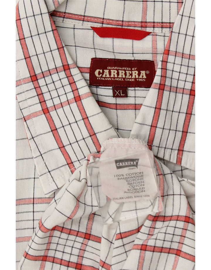 Carrera Mens Shirt XL White Check Cotton