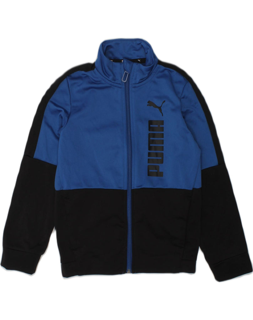 PUMA Boys Graphic Tracksuit Top Jacket 5-6 Years Blue Colourblock | Vintage Puma | Thrift | Second-Hand Puma | Used Clothing | Messina Hembry 