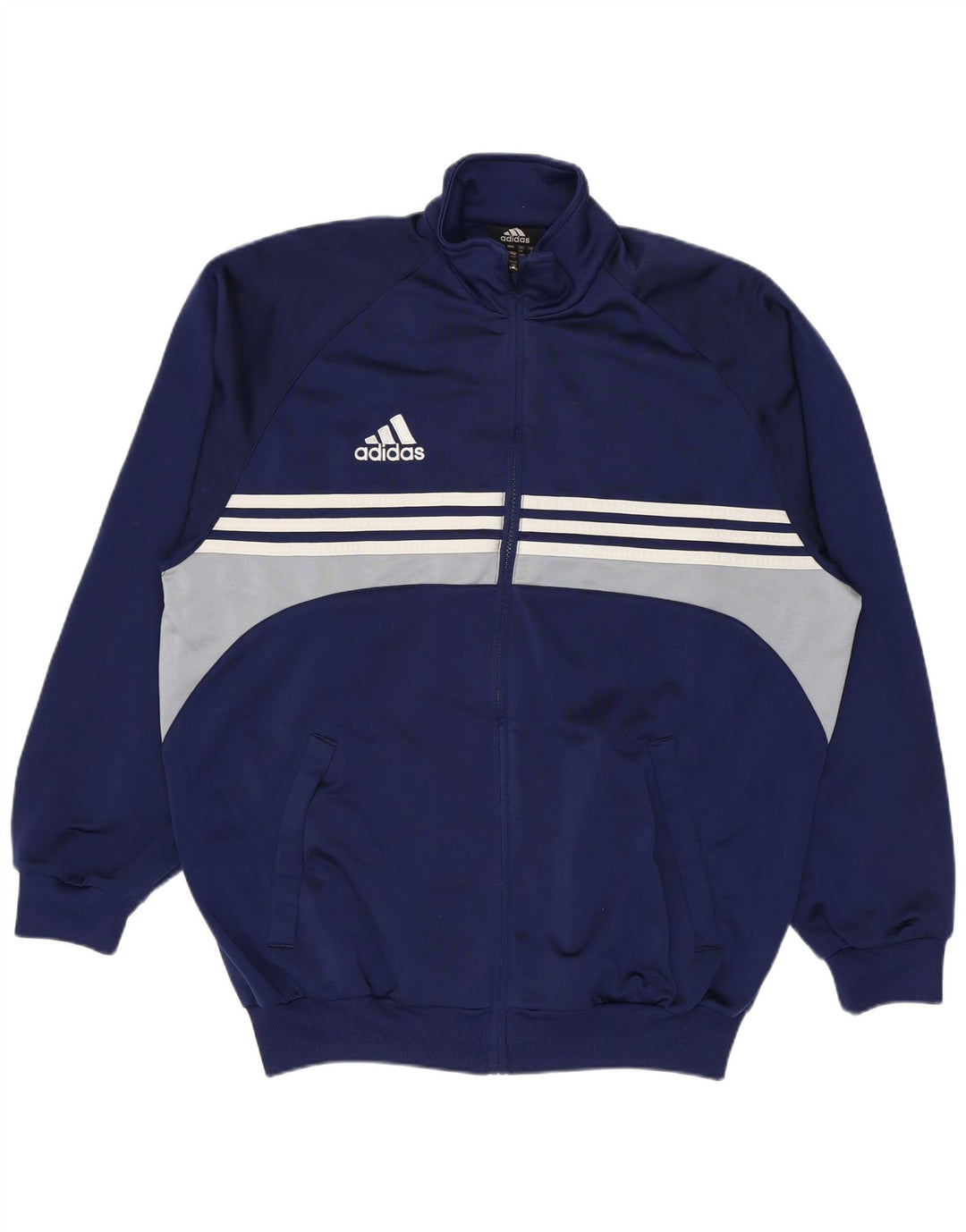 Adidas Mens Tracksuit Top Jacket UK 38/40 Medium Navy Blue Colourblock