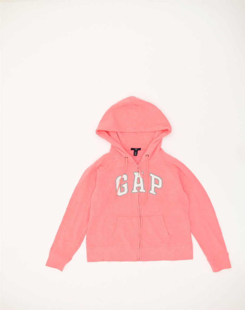 GAP Womens Graphic Zip Hoodie Sweater UK 14 Large Pink Cotton | Vintage Gap | Thrift | Second-Hand Gap | Used Clothing | Messina Hembry 