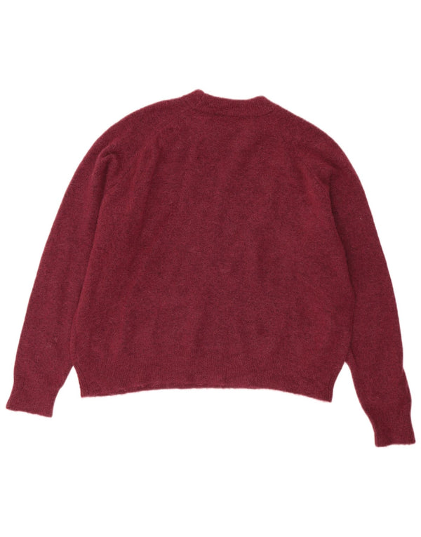 Zara Womens Oversized Crew Neck Jumper Sweater UK 16 Large Burgundy