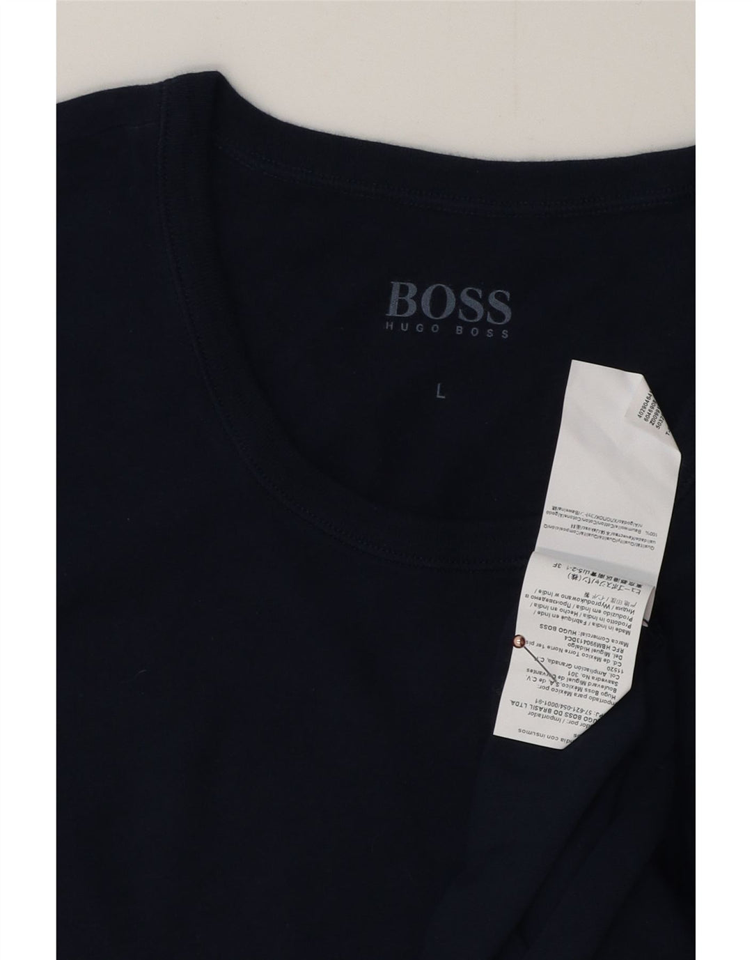 HUGO BOSS Mens T-Shirt Top Large Navy Blue Cotton