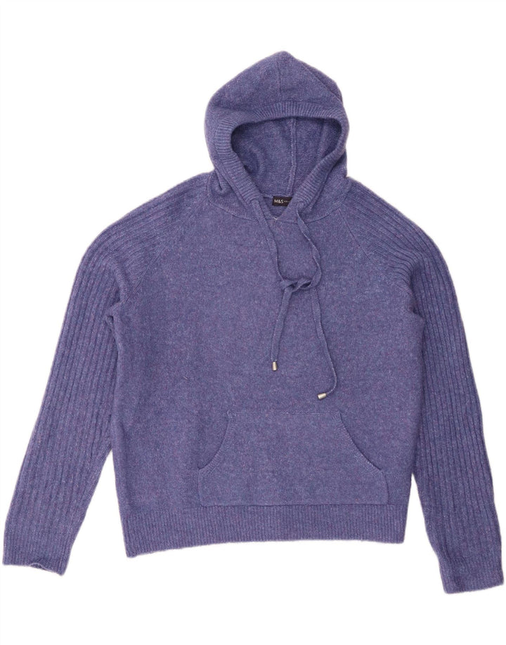 Marks & Spencer Womens Hooded Oversized Jumper Sweater UK 14 Medium Purple