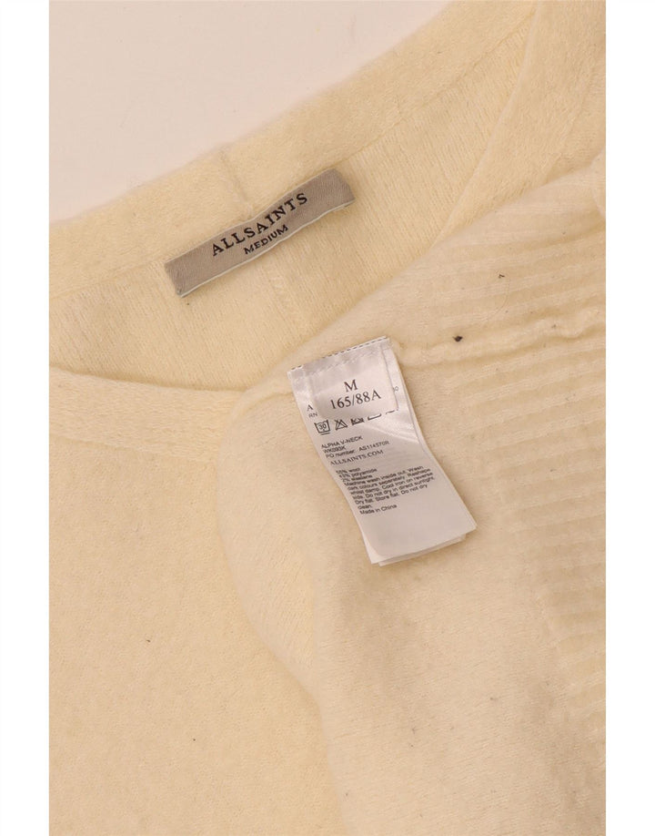 All Saints Womens Oversized V-Neck Jumper Sweater UK 14 Medium Beige Wool