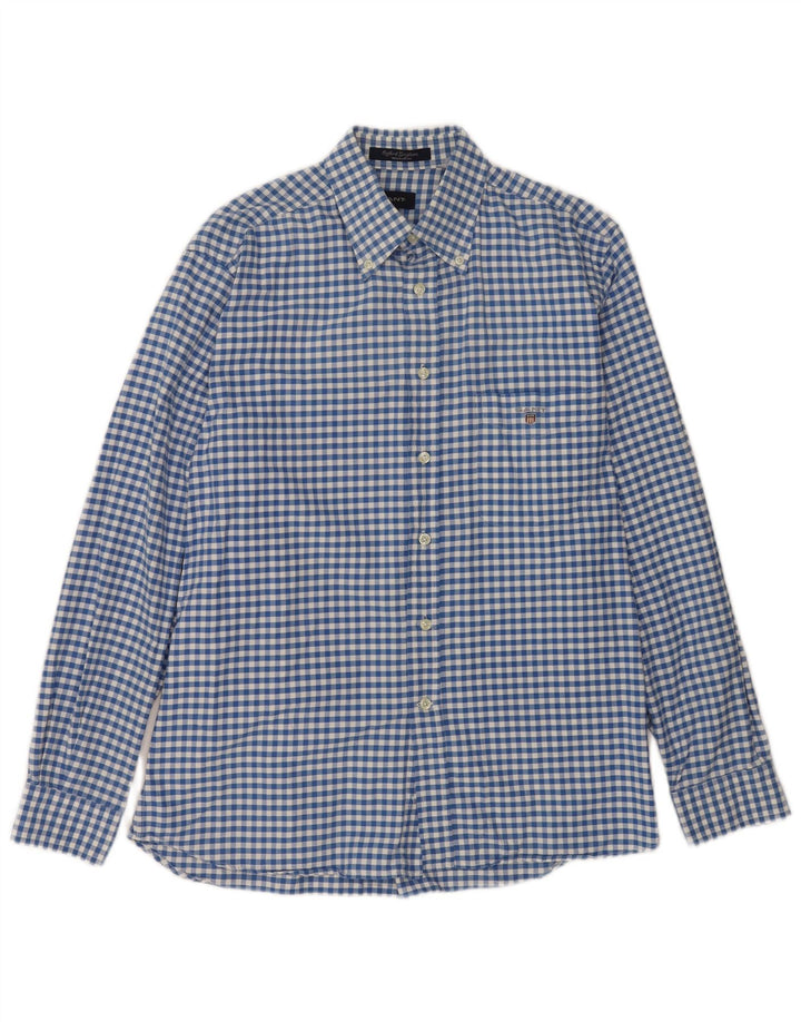 Gant Mens Regular Fit Shirt Medium Blue Gingham Cotton