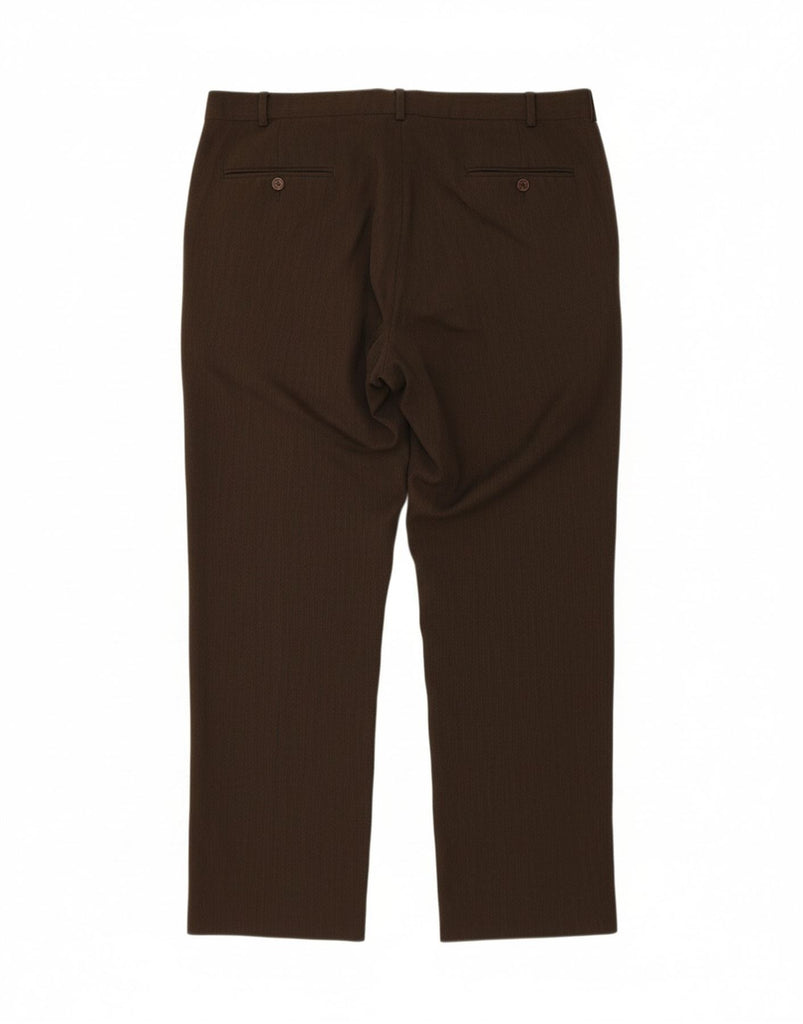 BROOKS BROTHERS Mens Straight Suit Trousers W38 L30 Brown Wool Vintage Brooks Brothers and Second-Hand Brooks Brothers from Messina Hembry 