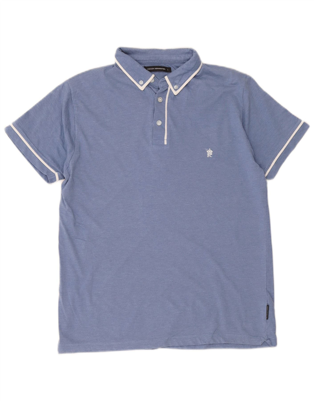 French Connection Mens Polo Shirt Large Blue Cotton