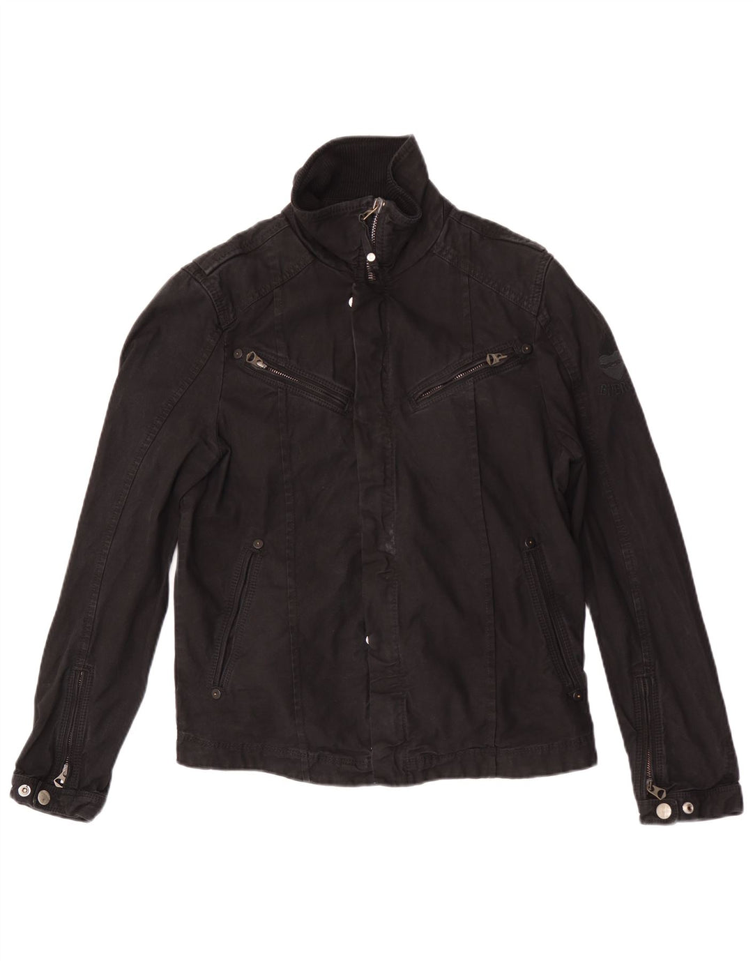 ENERGIE Mens Denim Jacket UK 38 Medium Black Cotton