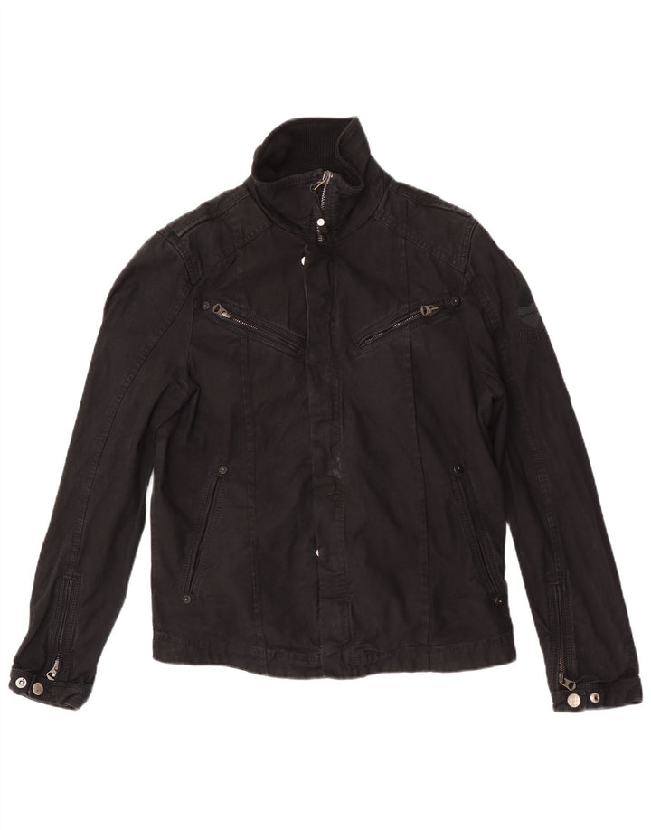 ENERGIE Mens Denim Jacket UK 38 Medium Black Cotton