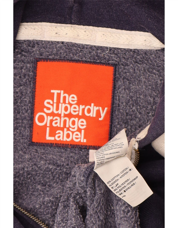Superdry Mens Zip Hoodie Sweater Medium Navy Blue Cotton