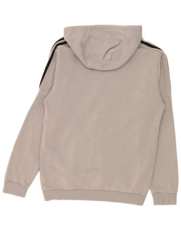 Adidas Boys Graphic Hoodie Jumper 15-16 Years Grey Cotton