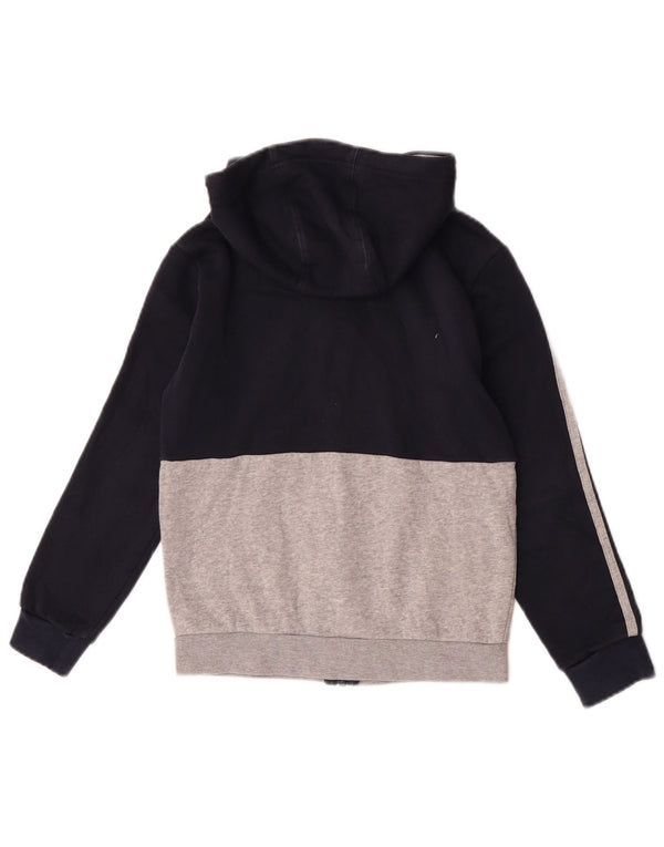 Adidas Boys Zip Hoodie Sweater 9-10 Years Navy Blue Colourblock Cotton